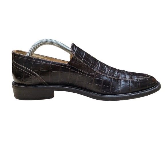 Cole Haan Collection Men\'s Brown Leather Croc Design Slip On Loafers‎ Size 9 M